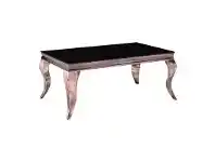 LivingStyles Tresor Glass Top Stainless Steel Coffee Table, 120cm, Copper / Black offer