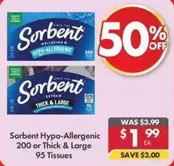 Pharmacy4Less Sorbent Hypo-Allergenic 200 or Thick & Large 95 Tissues offer