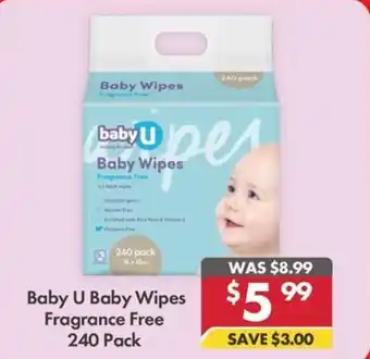 Pharmacy4Less Baby U Baby Wipes Fragrance Free offer