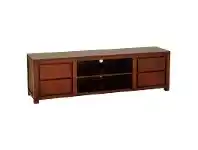LivingStyles Amsterdam Mahogany Timber 4 Drawer TV Unit, 200cm, Mahogany offer