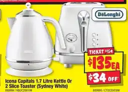 JB Hi-Fi Icona Capitals Kettle Or 2 Slice Toaster (Sydney White) offer