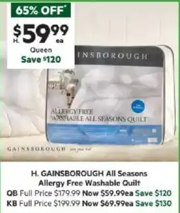 Harris Scarfe GAINSBOROUGH All Seasons Allergy Free Washable Quilt offer