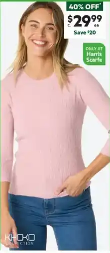 Harris Scarfe Crew Neck Button Knit 3/4 Sleeve Assorted Colours offer