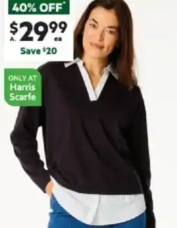 Harris Scarfe Jersey Top with Shirt Detail Assorted Colours offer