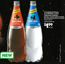 C-Store Distribution Schweppes Mixers or Soft Drink offer