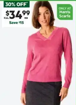 Harris Scarfe V Neck Long Sleeve Knit Assorted Colours offer