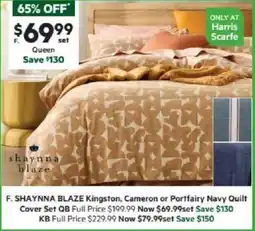 Harris Scarfe SHAYNNA BLAZE Kingston, Cameron or Portfairy Navy Quilt Cover Set QB offer