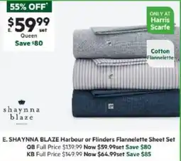 Harris Scarfe SHAYNNA BLAZE Harbour or Flinders Flannelette Sheet Set QB offer