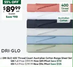 Harris Scarfe DRI GLO 400 Thread Count Australian Cotton Range Sheet Set QB offer