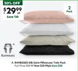 Harris Scarfe RAMESSES Silk Satin Pillowcase Twin Pack offer