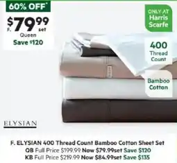 Harris Scarfe ELYSIAN 400 Thread Count Bamboo Cotton Sheet Set QB offer