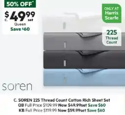 Harris Scarfe SOREN 225 Thread Count Cotton Rich Sheet Set QB offer
