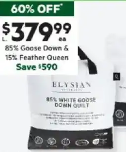 Harris Scarfe ELYSIAN 85% Goose Down & 15% Feather Quilt QB offer