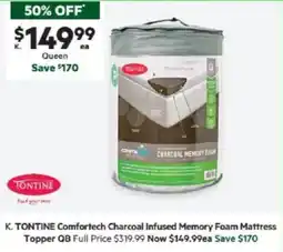 Harris Scarfe TONTINE Comfortech Charcoal Infused Memory Foam Mattress Topper QB offer