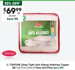 Harris Scarfe TONTINE Sleep Tight Anti Allergy Mattress Topper QB offer