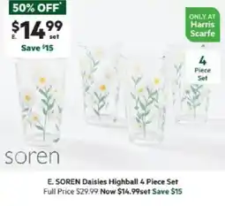Harris Scarfe Soren daisies highball 4 piece set offer