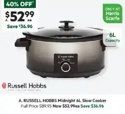 Harris Scarfe Russell hobbs midnight slow cooker offer
