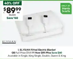 Harris Scarfe Elysian fitted electric blanket qb offer