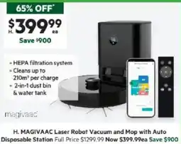 Harris Scarfe Magivaac laser robot vacuum and mop with auto disposable station offer