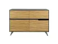 LivingStyles Milando 4 Drawer Sideboard, 122cm, Zebra Oak / Black offer