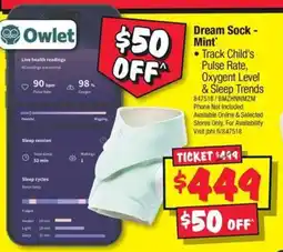 JB Hi-Fi Dream Sock Mint offer