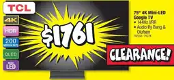 JB Hi-Fi 75 4k mini led google tv offer