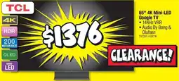 JB Hi-Fi 65 4k mini led google tv offer