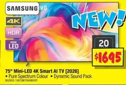 JB Hi-Fi 75 mini led 4k smart ai tv 2026 offer