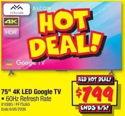 JB Hi-Fi 75 4k led google tv offer