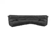 LivingStyles Turin 5 Seater Rhino Fabric Corner Sofa with End Recliners, Licorice offer