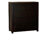 LivingStyles Amsterdam Mahogany Timber 5 Drawer Tallboy, Chocolate offer