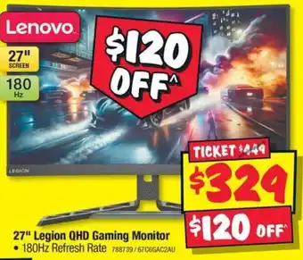 JB Hi-Fi Lenovo 27" Legion QHD Gaming Monitor offer