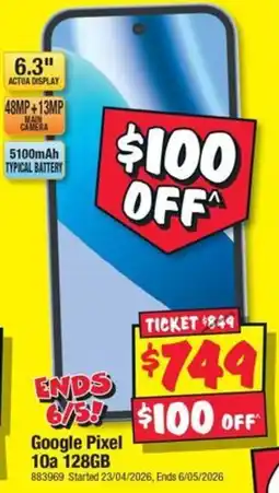 JB Hi-Fi Google Pixel 10a 128GB offer