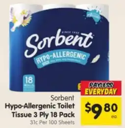 Spar Sorbent Hypo-Allergenic Toilet Tissue 3 Ply offer