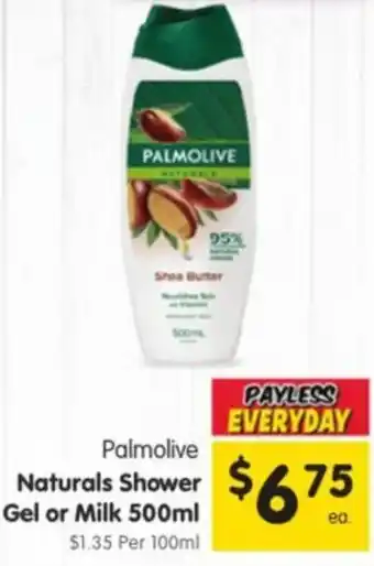 Spar Palmolive Naturals Shower Gel or Milk offer
