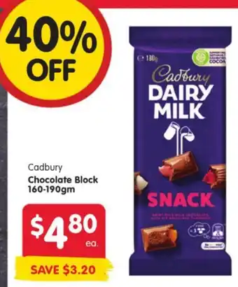 Spar Cadbury Chocolate Block offer