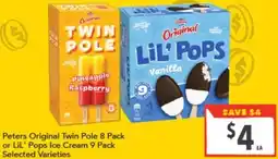 Supa Valu Peters Original Twin Pole 8 Pack or LiL' Pops Ice Cream offer