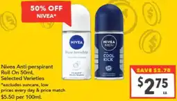 Supa Valu Nivea Anti-perspirant Roll On offer