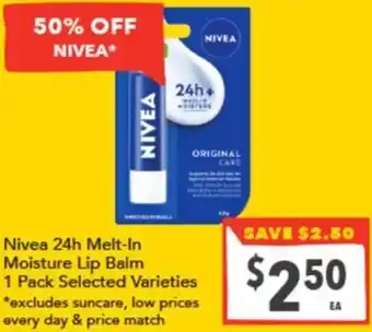 Supa Valu Nivea 24h Melt-In Moisture Lip Balm offer