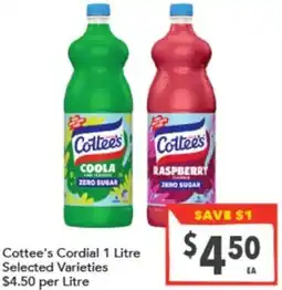 Supa Valu Cottee's Cordial offer