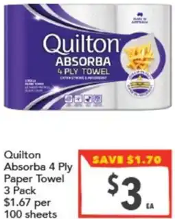 Supa Valu Quilton Absorba 4 Ply Paper Towel offer