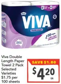 Supa Valu Viva Double Length Paper Towel offer