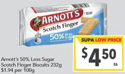 Supa Valu Arnott's 50% Less Sugar Scotch Finger Biscuits offer