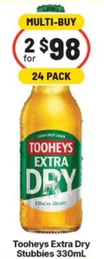 Supa Valu Tooheys Extra Dry Stubbies offer
