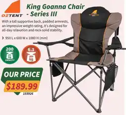 Tentworld King Goanna Chair - Series III offer