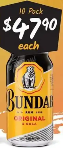 Cellarbrations Bundaberg Rum 4.6% Premix Range Cans offer