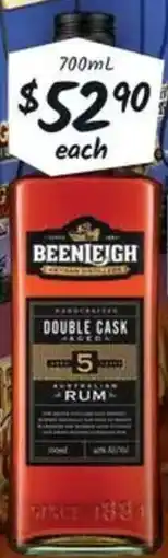 Cellarbrations Beenleigh Artisan Distillers Double BG Cask Rum offer