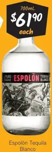 Cellarbrations Espolón Tequila Blanco offer