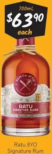 Cellarbrations Ratu 8YO Signature Rum offer