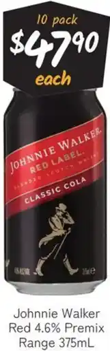 Cellarbrations Johnnie Walker Red 4.6% Premix Range offer